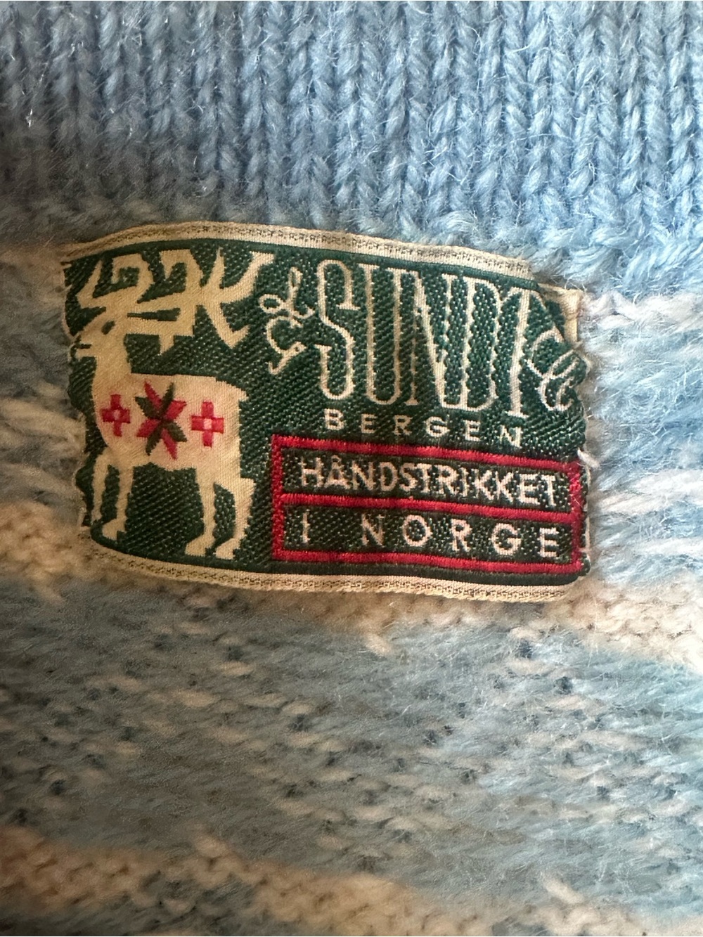 Vintage Wool Sweater Dale of Norway Sundt Bergen Blue Fair Isle Wool Cardigan - Picture 8 of 9